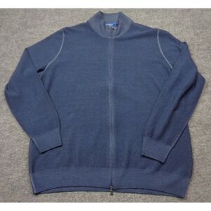 Carroll Custom Wool Sweater XL Blue Full Zip Beverly Hills Carroll & Co Italy